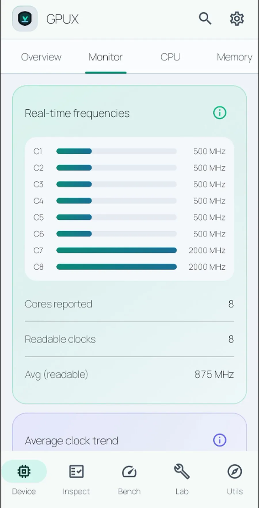 Live CPU monitor in GPUX