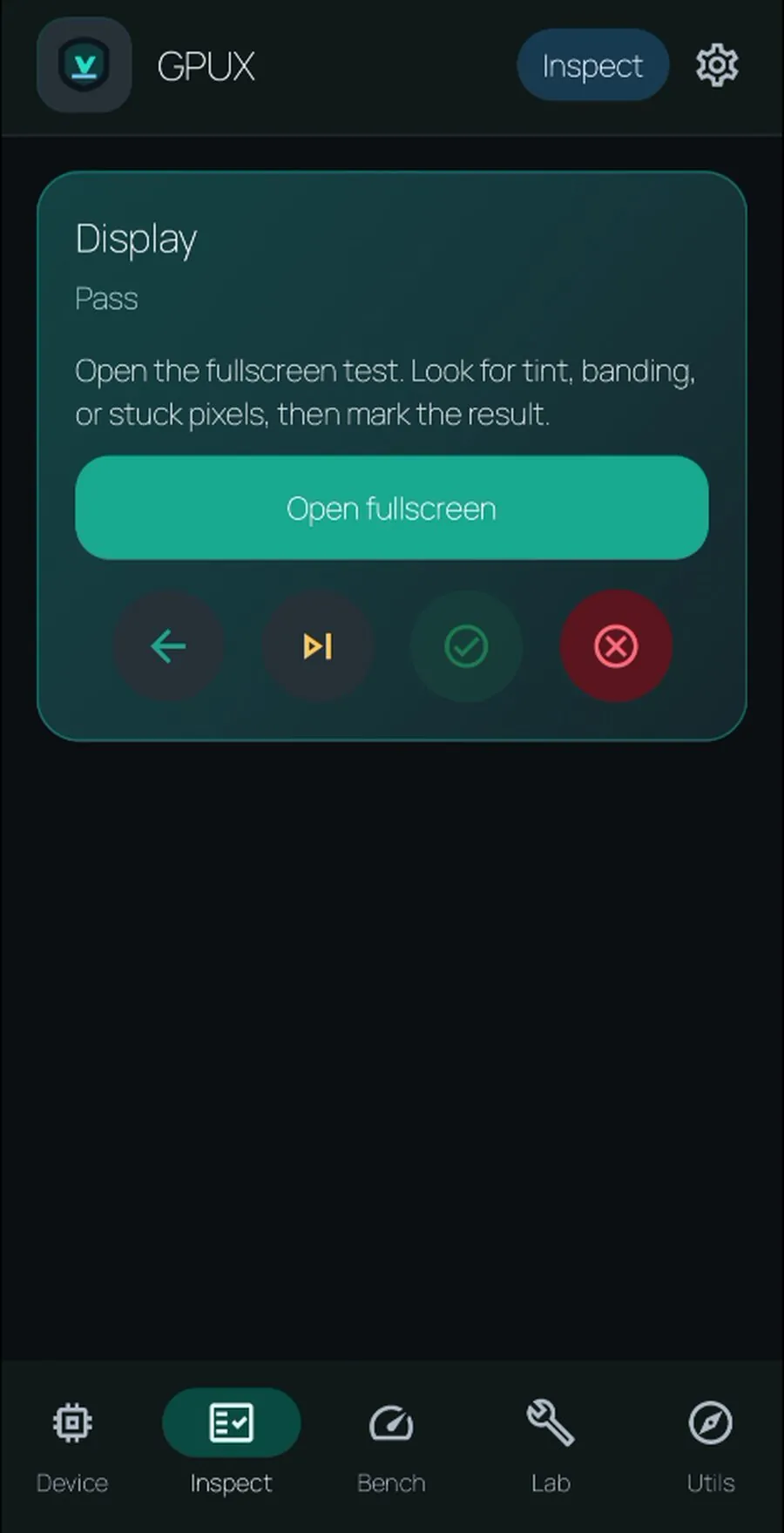 Display inspection step in GPUX